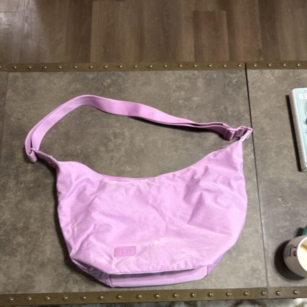 BEIS Pink Crescent Shoulder Bag Zip Closure Adjustable Strap Inner Pockets